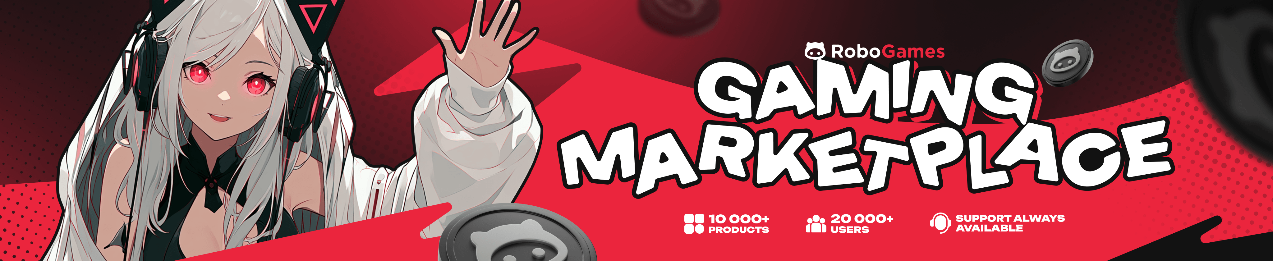Banner: RoboGames — gaming marketplace for accounts, items and top-ups: CS2, Dota 2, GTA 5, Fortnite and more